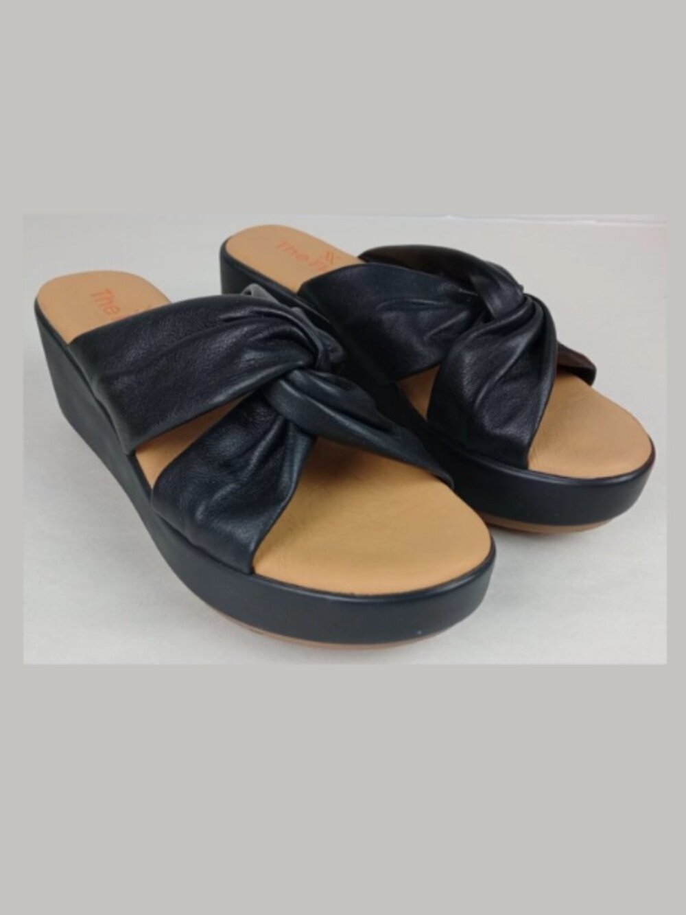 The Flexx Women's 39 US 8 Black Leather Twist Sandals with Original Box